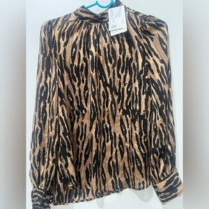 H&M Animal Print Blouse - Black and Brown